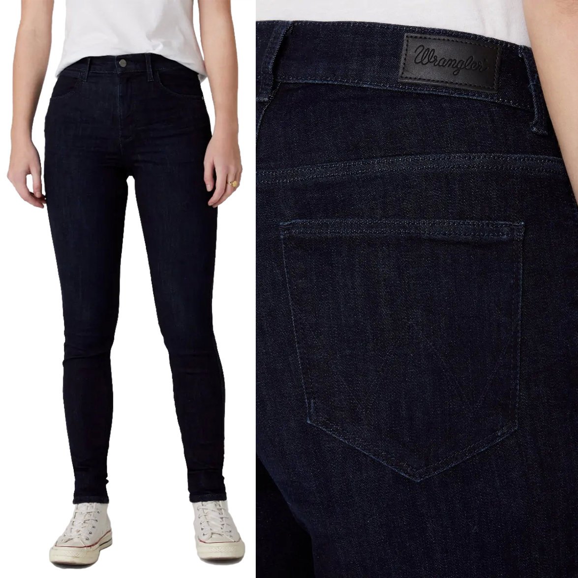 Wrangler High Rise Skinny Blue Black Rurki W26 L32
