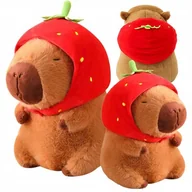Maskotki i pluszaki - Kapibara Maskotka Pluszak Zabawka 25 Cm Z Czapką Truskawka Pluszowa 2w1 - miniaturka - grafika 1