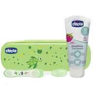 Pasty do zębów - Chicco Zestaw Pasta I Szczotka Do Zębów+ Etui Zielony - miniaturka - grafika 1