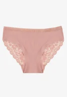 Majtki damskie - Ciemnoróżowe Bawełniane Majtki Figi z Prążkowanej Tkaniny z Koronką Erqelia - miniaturka - grafika 1