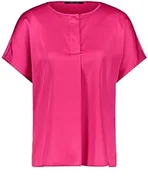 Bluzki damskie - Taifun Damska bluzka z mieszanką materiałów, krótki rękaw, przecięte ramiona, koszulka z krótkim rękawem, okrągły dekolt, jednokolorowa, Luminous Pink, 42 - miniaturka - grafika 1