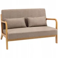 Sofy i kanapy - Sofa 2-osobowa z poduszkami, welurowa, jasnoszara - miniaturka - grafika 1
