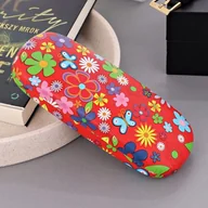 Akcesoria do okularów - Etui na okulary czerwone w kwiatki ET-113A - miniaturka - grafika 1