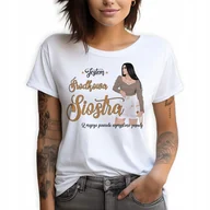 Zestawy upominkowe - Koszulka Damska T-Shirt BIAŁY roz.XL JESTEM NAJSTARSZĄ SIOSTRĄ Wiele Wzorów - miniaturka - grafika 1