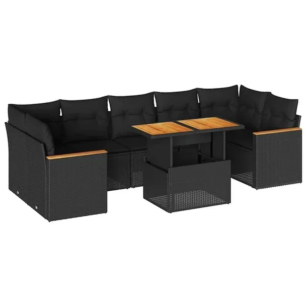 Zestaw wypoczynkowy rattan PE czarny 62x62x69 cm
