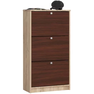 Szafka na buty 3 uchylne drzwiczki 60 cm - dąb sonoma-wenge - Szafki na buty - miniaturka - grafika 1