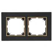 Wyłączniki światła i elektryczne - Ramka podwójna Czarny/złoty FLAVIA ELEKTRO-PLAST - miniaturka - grafika 1