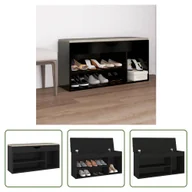 Szafki na buty - The Living Store Ławka na buty z poduszką czarna 104x30x49 cm Materiał drewnopochodny - miniaturka - grafika 1