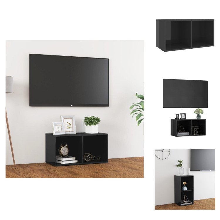 vidaXL Szafka pod TV szary wysoki połysk 72x35x36,5 cm materiał drewnopochodny - Meble TV