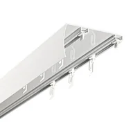 Karnisze - Szyna sufitowa DECASTYL z osłoną ślizgi z agrafkami podwójna 200 cm Biały - miniaturka - grafika 1