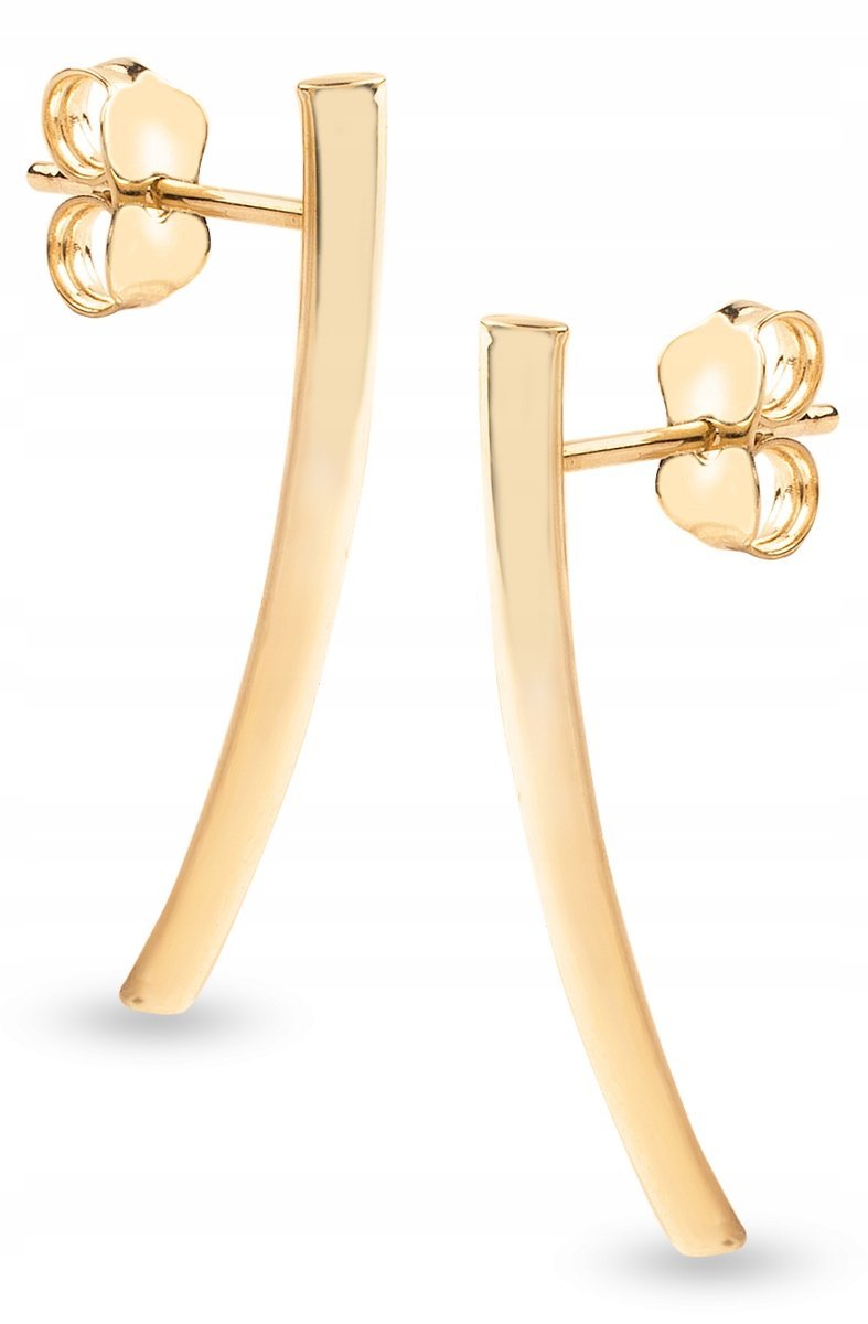 ZŁOTE KOLCZYKI NA SZTYFT PASKI RURKI 585