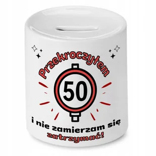 SKARBONKA PREZENT NA URODZINY 50 50te 50-te z Nadrukiem ze Zdjęciem + Opakowanie na prezent (wzór 01) - Skarbonki - miniaturka - grafika 1