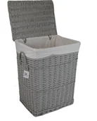 Kosze na bieliznę - Kosz na pranie Kosz na pranie Skrzynia na pranie Wiklinowa szara prostokątna 30L Pokrywa 32x24 wys.48 - miniaturka - grafika 1