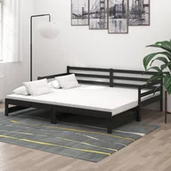 Łóżka - Lumarko Łóżko wysuwane, lite drewno sosnowe, czarne, 2x(90x200) cm - miniaturka - grafika 1