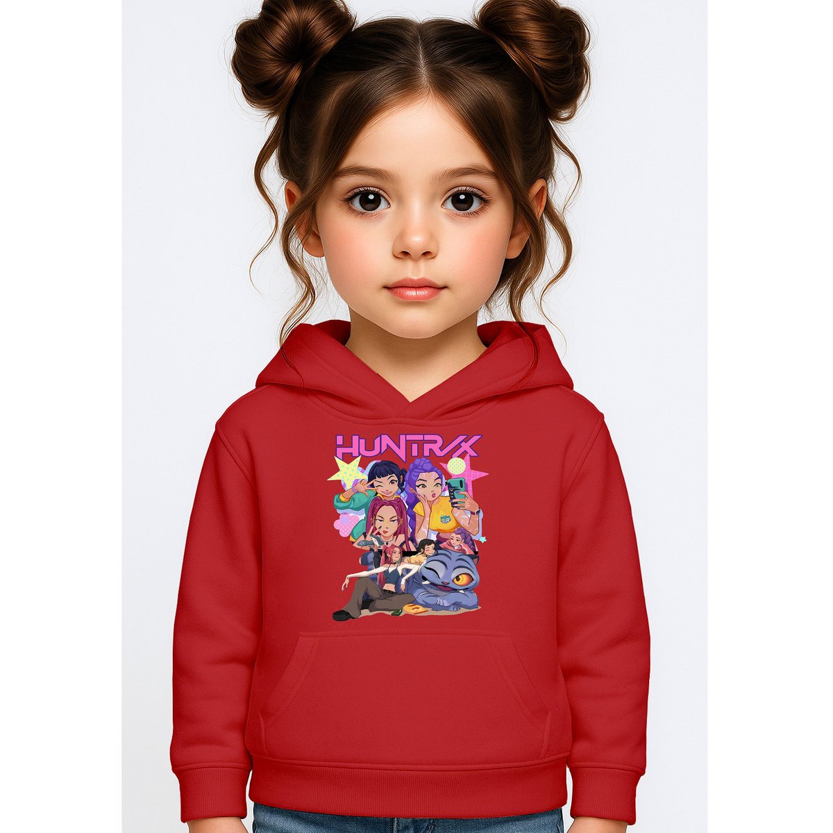 BLUZA DZIECIĘCA KPOP DEMON HUNTERS HUNTRIX 122-128 Z KAPTUREM BAWEŁNIANA