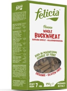 Bio Makaron gryczany 100% penne rurki Bezglutenowy bez jaj 250 g Felicia