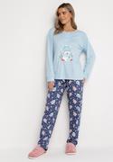Piżamy damskie - Niebieski 2-Częsciowy Bawełniany Komplet Piżamowy Spodnie i Koszulka Afexa - miniaturka - grafika 1
