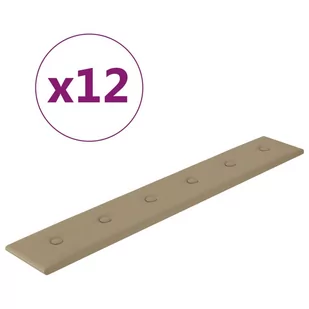 vidaXL Panele ścienne, 12 szt., cappuccino, 90x15 cm, sztuczna skóra 343999 - Panele ścienne i boazeria - miniaturka - grafika 3