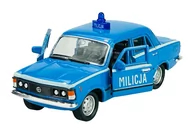 Samochody i pojazdy dla dzieci - WELLY FIAT 125P MILICJA NIEBIESKI 1:34 SAMOCHÓD NOWY METALOWY MODEL - miniaturka - grafika 1