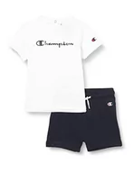 Spodenki damskie - Champion Legacy American Classics-Logo S/S T-Shirt & Szorty Pełna Baby, (Biały/Granatowy Niebieski), 9 mesi - miniaturka - grafika 1