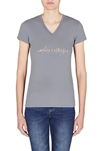 Armani Exchange Damska koszulka o dopasowanym kroju, Rhinestoned Italics Logo T-Shirt, Snake, Large, Snake, L - Koszulki i topy damskie - miniaturka - grafika 1