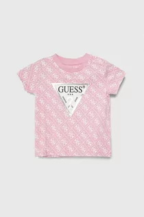 Koszulki dla dziewczynek - Guess t-shirt dziecięcy kolor różowy - grafika 1