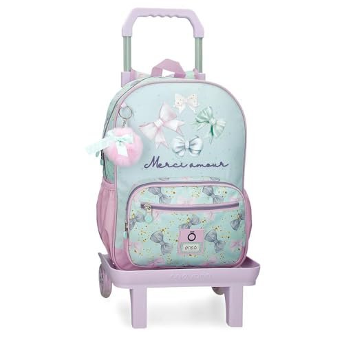 Enso Merci Amour Plecak szkolny z wózkiem Zielony 30x38x12 cm Poliester, Niebieski, Talla única, plecak szkolny na kółkach