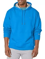 Bluzy męskie - Champion Męska bluza z kapturem Powerblend Fleece z logo C, Blue Jay-407d55, rozmiar S, niebieski Jay-407d55, S - miniaturka - grafika 1