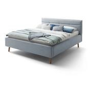 Łóżka - Niebieskie tapicerowane łóżko dwuosobowe ze schowkiem i stelażem 180x200 cm Lotte – Meise Möbel - miniaturka - grafika 1