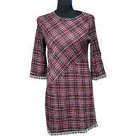 Sukienki - Desigual Sukienka do Kolana Stylowa Wygodna Czerwono Czarna w Kratkę M - miniaturka - grafika 1
