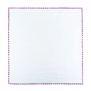 Poszetka lniana biała obszyta ręcznie z różowo-fioletową obwódką EM 13 - EM Men's Accessories - Krawaty i muchy męskie - miniaturka - grafika 1