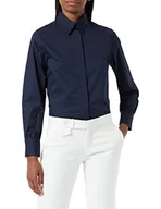 Bluzki damskie - Seidensticker Damska bluzka - modna bluzka - Regular Fit - taliowana - stretch - bluzka kołnierzyk - łatwa do prasowania - długi rękaw, granatowy, 46 - miniaturka - grafika 1