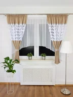 Firany - FIRANKA GOTOWA KOMPLET FIRAN Z ZASŁONAMI DO SALONU BEŻOWA WOAL 400/160CM - miniaturka - grafika 1