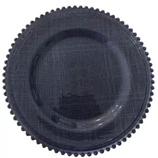 EWAX, Podtalerz szklany ciemnoniebieski z kuleczkami dia 33cm - Talerze - miniaturka - grafika 1