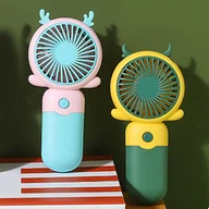 Akcesoria i części AGD - Miniaturowy, przenośny wentylator ręczny – żółty i zielony - miniaturka - grafika 1