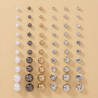 Kolczyki - TEMU 30 Par Prostych Kolczyków Z Perłami I Cyrkonami, Zestaw Modnych Kolczyków Dla Kobiet - miniaturka - grafika 1