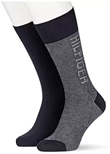 Tommy Hilfiger Rib Logo męskie skarpety klasyczne skarpety męskie, Granatowy, 43 EU - Skarpetki męskie - miniaturka - grafika 1