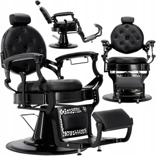 Fotel fryzjerski barberski hydrauliczny do salonu fryzjerskiego barber shop Logan Black Barberking - Fotele fryzjerskie - miniaturka - grafika 1