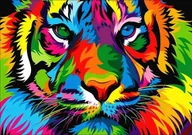 Zabawki kreatywne - Haft Diamentowy Tęczowy Tygrys 30x40 cm - miniaturka - grafika 1
