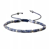 Bransoletki - Bransoletka Kamień Naturalny Jaspis Niebieski Punktowy 2 x 4 mm Regulowany - miniaturka - grafika 1