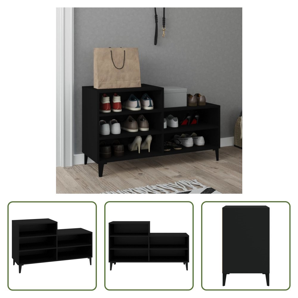 Stojak na buty The Living Store czarny 102x36x60 cm materiał drewnopochodny