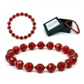 Bransoletki - Bransoletka Z Kamieni Naturalnych 8mm Czerwony Agat Hematyt Damska Na Gumce - miniaturka - grafika 1