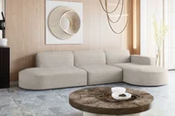 Narożniki - Designerski Narożnik, Sofa w kształcie litery L MODENA, tkanina Poso Beżowy Prawy - miniaturka - grafika 1