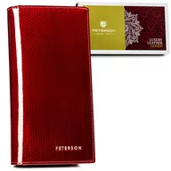 Portfele - Duży portfel damski z ochroną RFID skóra naturalna Peterson, czerwony - miniaturka - grafika 1