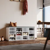 Szafki na buty - SONNI szafka na buty biała z poduszkami 103,5x30x48cm regulowana ścianka działowa taboret na buty stojak na buty - miniaturka - grafika 1