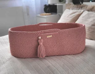 Kosz Mojżesza BOHO bawełniany Handmade z materacykiem - blush - Łóżeczka i kojce - miniaturka - grafika 1