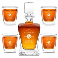 Karafki - Karafka do whisky pyramid z 4 szklankami capitol i grawerem - miniaturka - grafika 1