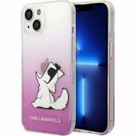 Etui i futerały do telefonów - Karl Lagerfeld Etui Hard Case Transparent Choupette Fun do iPhone 14 Plus różowe ombre - miniaturka - grafika 1