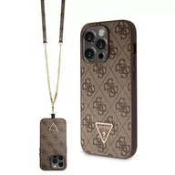 Etui i futerały do telefonów - Guess GUHCP15LP4TDSCPW iPhone 15 Pro 6.1" brązowy/brown hardcase Crossbody 4G Metal Logo - miniaturka - grafika 1