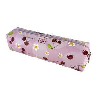 Piórnik szkolny młodzieżowy prostokąt kostka Wisienki W Różu - Piórniki - miniaturka - grafika 1